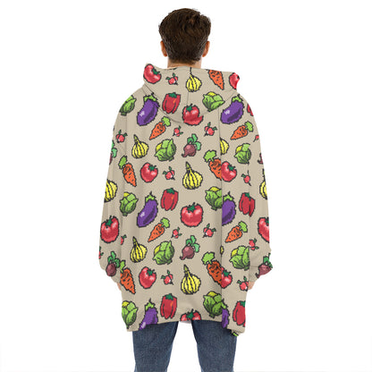 Pixel Vegetables Pattern Print Hoodie Blanket
