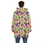 Pixel Vegetables Pattern Print Hoodie Blanket