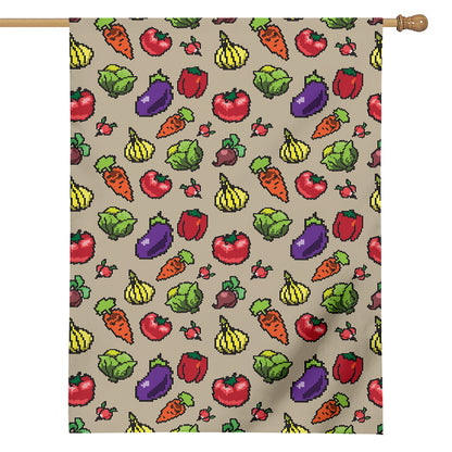 Pixel Vegetables Pattern Print House Flag