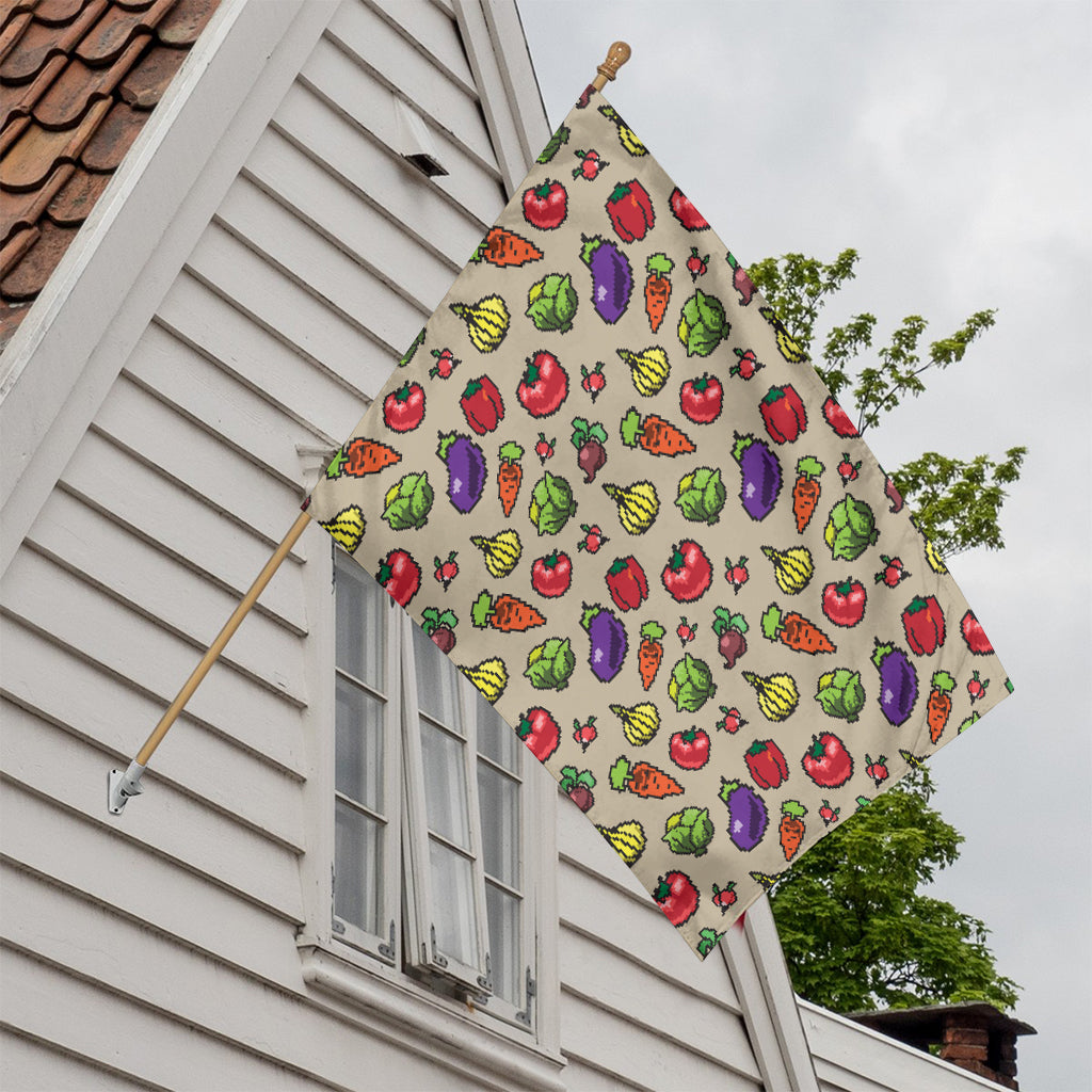 Pixel Vegetables Pattern Print House Flag