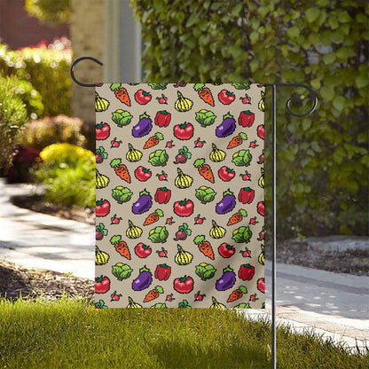 Pixel Vegetables Pattern Print House Flag