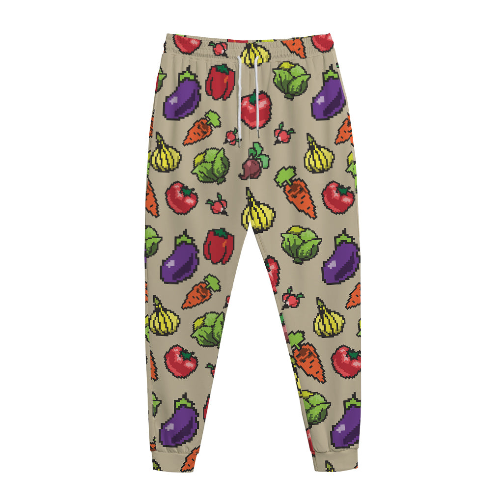 Pixel Vegetables Pattern Print Jogger Pants