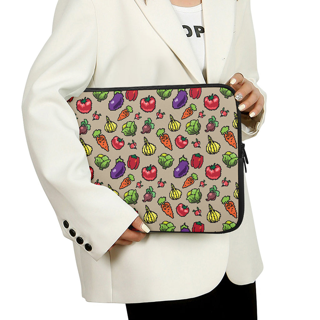 Pixel Vegetables Pattern Print Laptop Sleeve