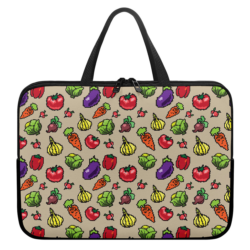 Pixel Vegetables Pattern Print Laptop Sleeve With Handle