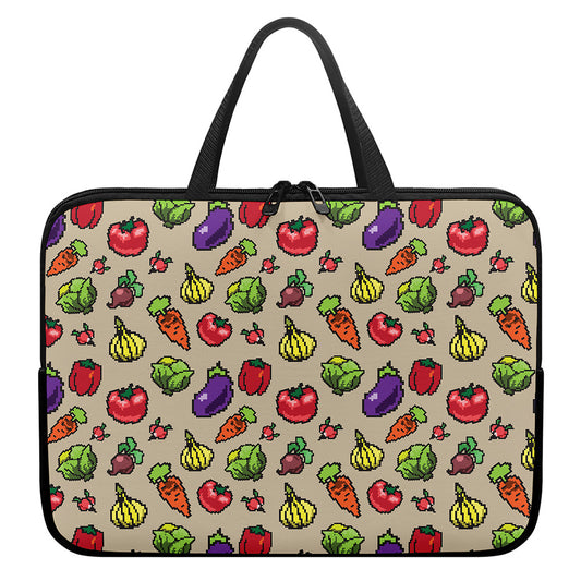 Pixel Vegetables Pattern Print Laptop Sleeve With Handle