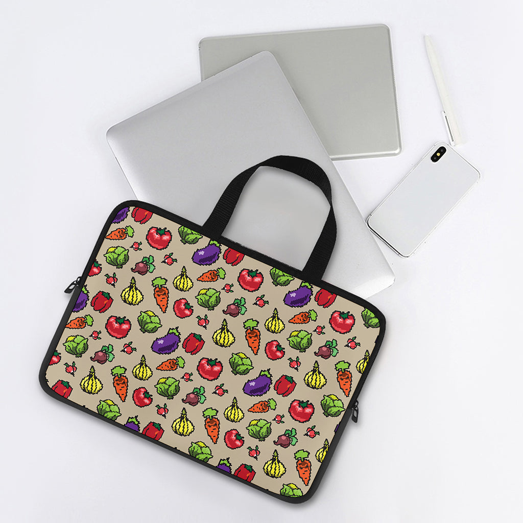 Pixel Vegetables Pattern Print Laptop Sleeve With Handle