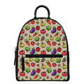 Pixel Vegetables Pattern Print Leather Backpack