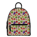 Pixel Vegetables Pattern Print Leather Backpack