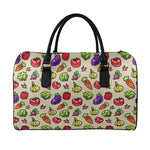 Pixel Vegetables Pattern Print Leather Duffle Bag