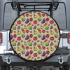 Pixel Vegetables Pattern Print Leather Spare Tire Cover