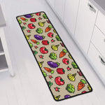 Pixel Vegetables Pattern Print Long Kitchen Mat