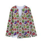 Pixel Vegetables Pattern Print Long Sleeve Short Coat