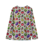 Pixel Vegetables Pattern Print Long Sleeve Short Coat