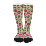 Pixel Vegetables Pattern Print Long Socks