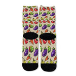 Pixel Vegetables Pattern Print Long Socks