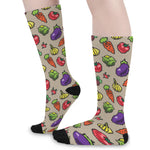 Pixel Vegetables Pattern Print Long Socks