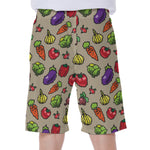 Pixel Vegetables Pattern Print Men's Beach Shorts