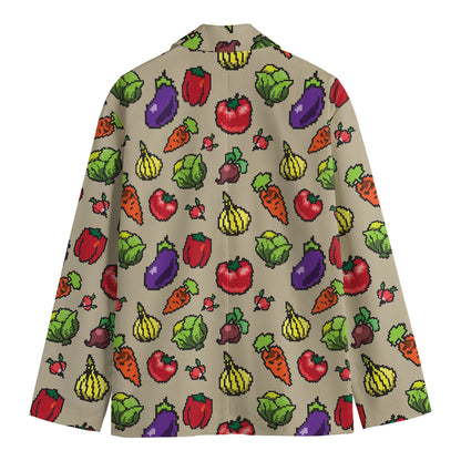 Pixel Vegetables Pattern Print Men's Blazer
