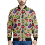 Pixel Vegetables Pattern Print Men's Bomber Jacket