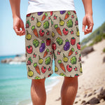 Pixel Vegetables Pattern Print Men's Cargo Shorts