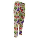 Pixel Vegetables Pattern Print Men's Compression Pants