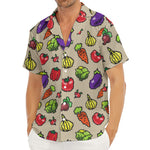 Pixel Vegetables Pattern Print Men's Deep V-Neck Shirt