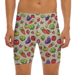 Pixel Vegetables Pattern Print Men's Long Boxer Briefs