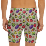 Pixel Vegetables Pattern Print Men's Long Boxer Briefs