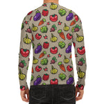 Pixel Vegetables Pattern Print Men's Long Sleeve Rash Guard