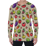 Pixel Vegetables Pattern Print Men's Long Sleeve T-Shirt