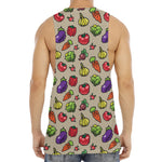 Pixel Vegetables Pattern Print Men's Muscle Tank Top