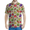 Pixel Vegetables Pattern Print Men's Polo Shirt