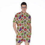Pixel Vegetables Pattern Print Men's Rompers