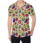 Pixel Vegetables Pattern Print Men's Shirt