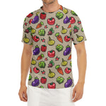 Pixel Vegetables Pattern Print Men's Short Sleeve Rash Guard