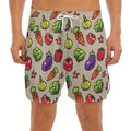 Pixel Vegetables Pattern Print Men's Split Running Shorts