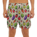 Pixel Vegetables Pattern Print Men's Split Running Shorts