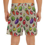 Pixel Vegetables Pattern Print Men's Split Running Shorts