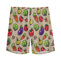 Pixel Vegetables Pattern Print Men's Athletic Shorts