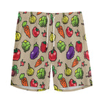 Pixel Vegetables Pattern Print Men's Sports Shorts