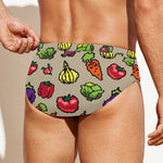 Pixel Vegetables Pattern Print Men's Swim Briefs