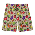 Pixel Vegetables Pattern Print Men's Swim Trunks