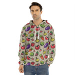 Pixel Vegetables Pattern Print Men's Velvet Pullover Hoodie