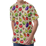 Pixel Vegetables Pattern Print Men's Velvet T-Shirt
