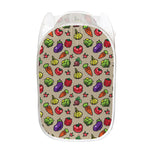 Pixel Vegetables Pattern Print Mesh Laundry Hamper