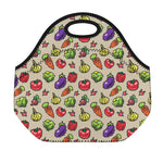 Pixel Vegetables Pattern Print Neoprene Lunch Bag