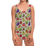 Pixel Vegetables Pattern Print One Piece Swimsuit