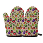 Pixel Vegetables Pattern Print Oven Mitts