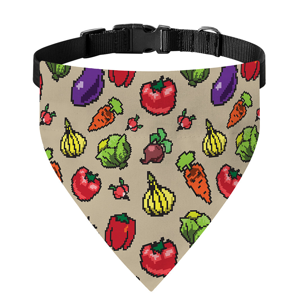 Pixel Vegetables Pattern Print Over The Collar Dog Bandana