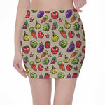 Pixel Vegetables Pattern Print Pencil Mini Skirt